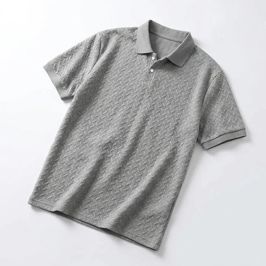 Men's Textured Cable-Knit Polo Shirt | Refined Classic Layering Essential