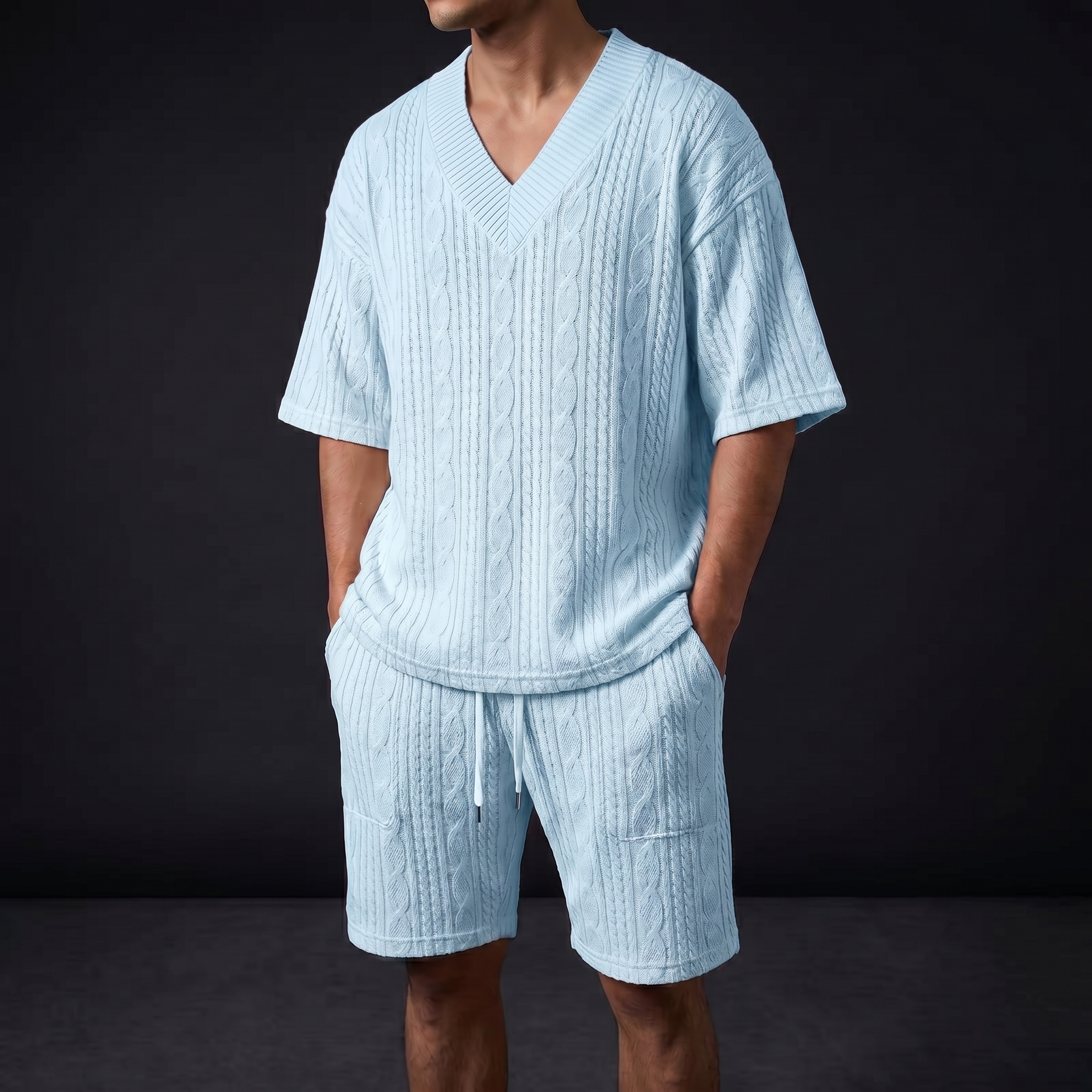 Men's Textured Cotton Casual Set | Relaxed Tailored Comfort Fit