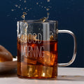 Morning Bliss | Glass Coffee Mug with Large Opening | Easy to Clean for Energizing Breakfasts