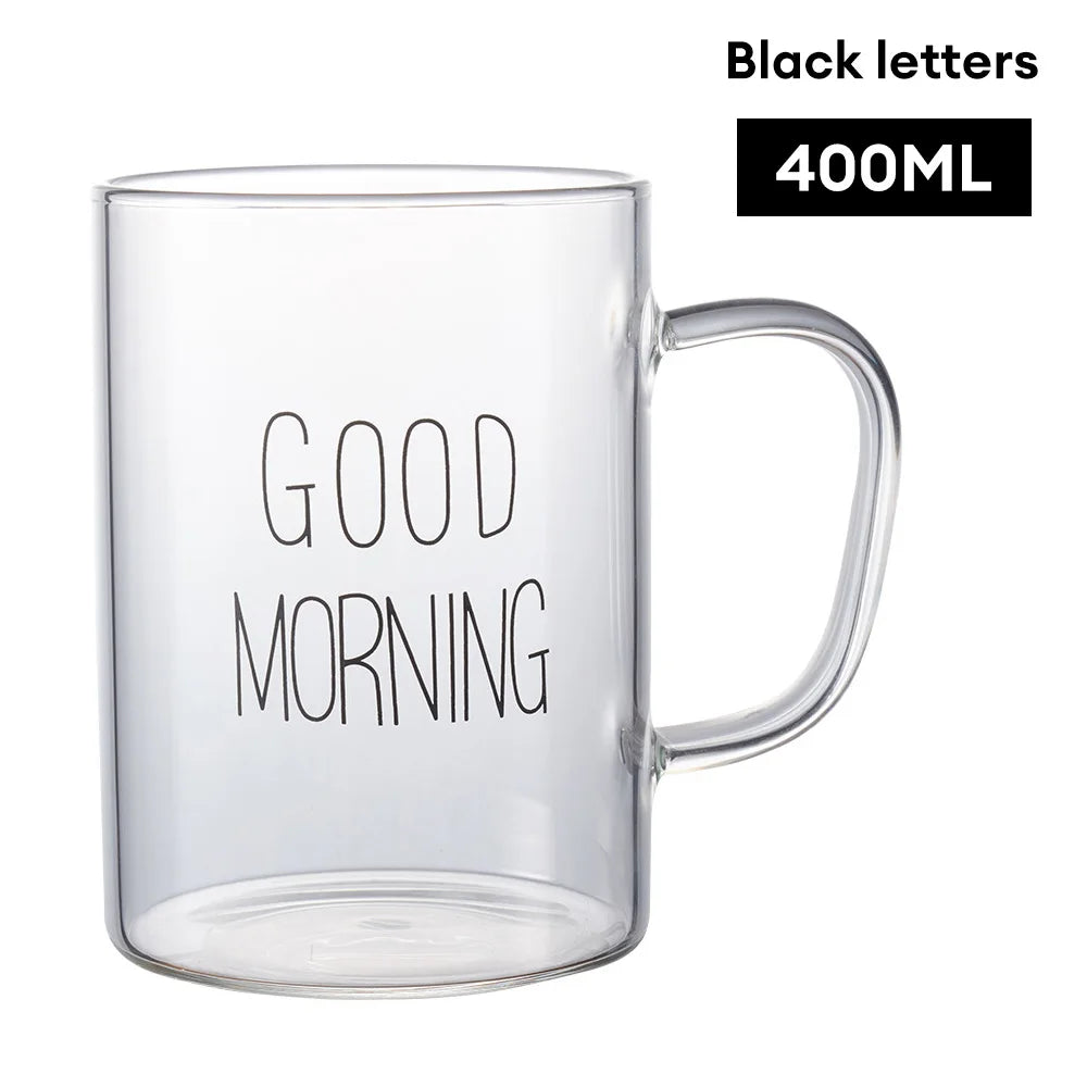 Morning Bliss | Glass Coffee Mug with Large Opening | Easy to Clean for Energizing Breakfasts