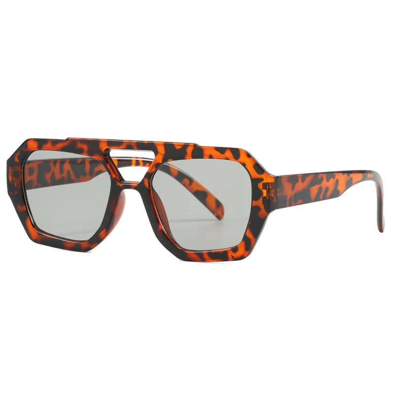 Hiking New Double Bridge Design Women Anti Light Glasses Fashion Leopard Pattern Design Glasses High Quality Outdoor Sunscreen