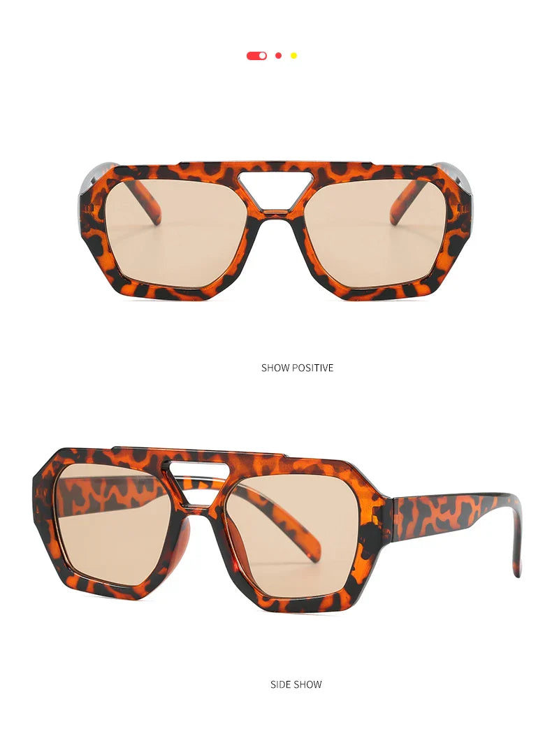 Hiking New Double Bridge Design Women Anti Light Glasses Fashion Leopard Pattern Design Glasses High Quality Outdoor Sunscreen