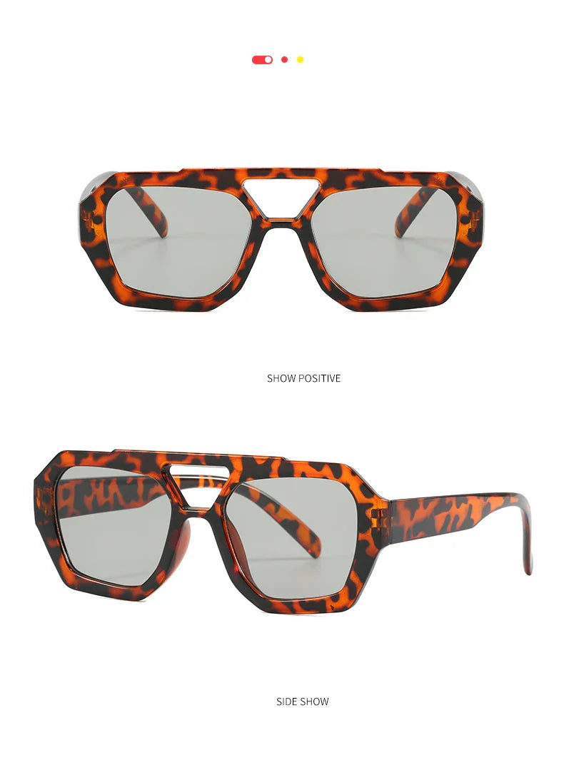 Hiking New Double Bridge Design Women Anti Light Glasses Fashion Leopard Pattern Design Glasses High Quality Outdoor Sunscreen