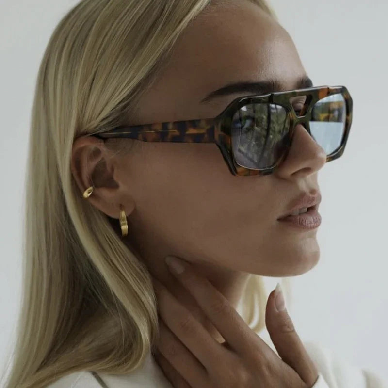 Hiking New Double Bridge Design Women Anti Light Glasses Fashion Leopard Pattern Design Glasses High Quality Outdoor Sunscreen