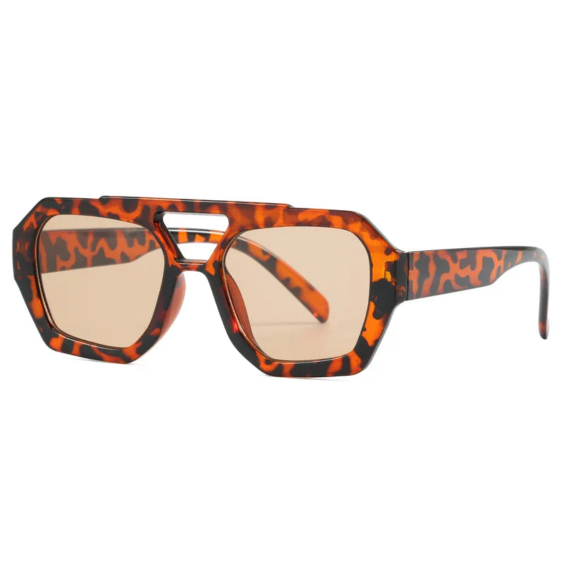 Hiking New Double Bridge Design Women Anti Light Glasses Fashion Leopard Pattern Design Glasses High Quality Outdoor Sunscreen
