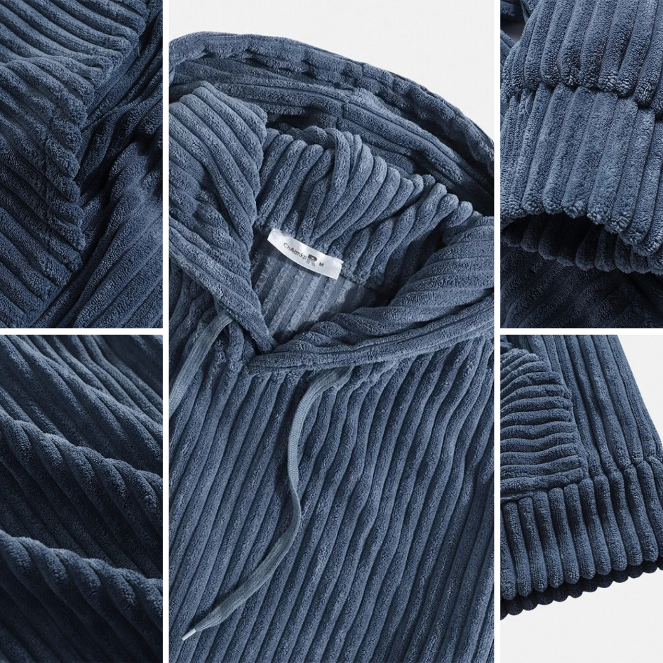 Vintage Corduroy Long Sleeve Pullover Hoodie