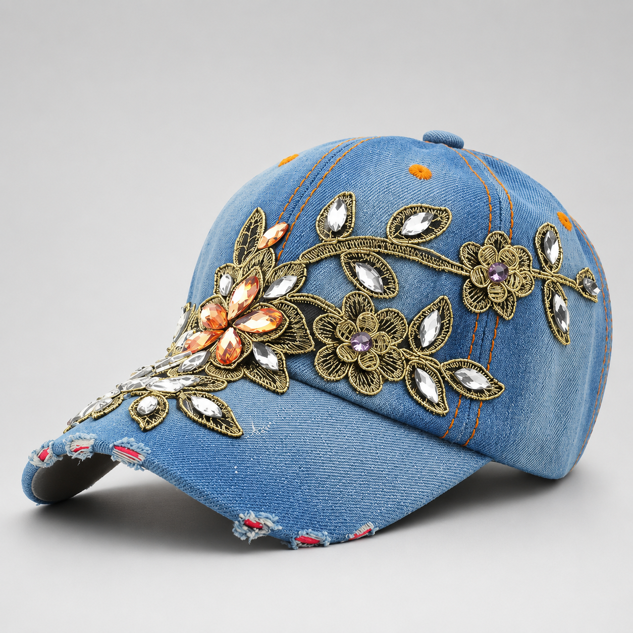 Verona Floral Cotton Denim Cap
