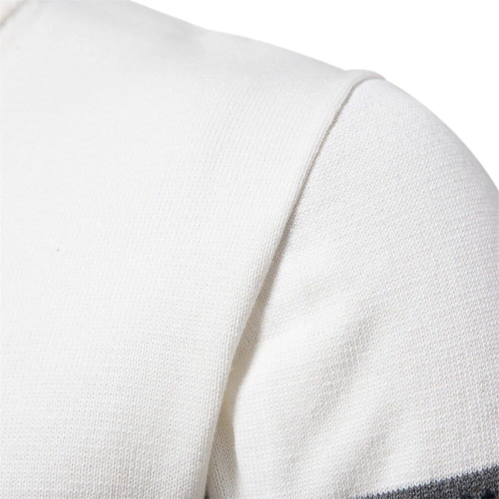 Men's Cozy Cotton Blend Pullover | Elegant Two-Tone Zip Sweater