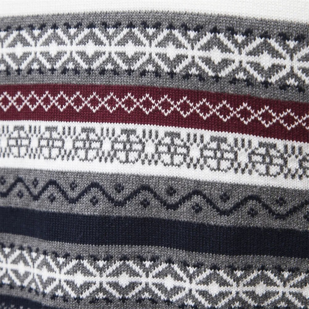 Men's Cozy Cotton Blend Pullover | Elegant Two-Tone Zip Sweater