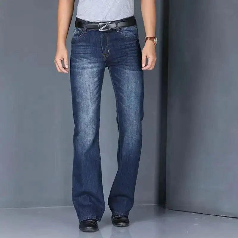 Men's Faded Black Cotton Blend Flared Jeans | Timeless Vintage Appeal