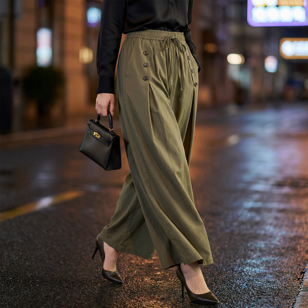 Women's Lightweight Stretch Wide Leg Pants | Relaxed High-Waisted Trousers for Effortless Comfort