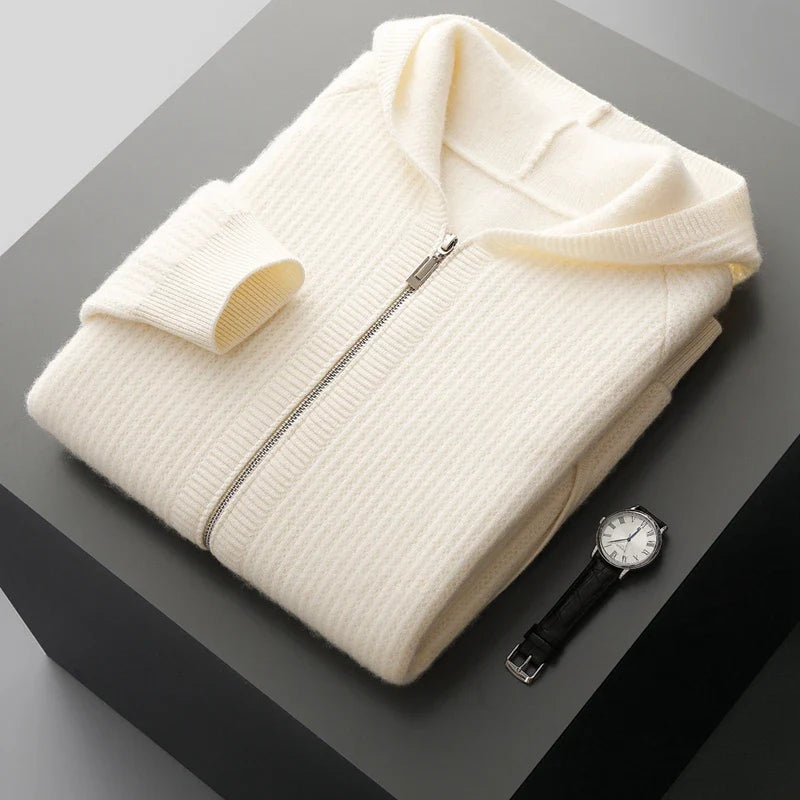 Merino Wool Hooded Cardigan | Soft Structured Everyday Essential