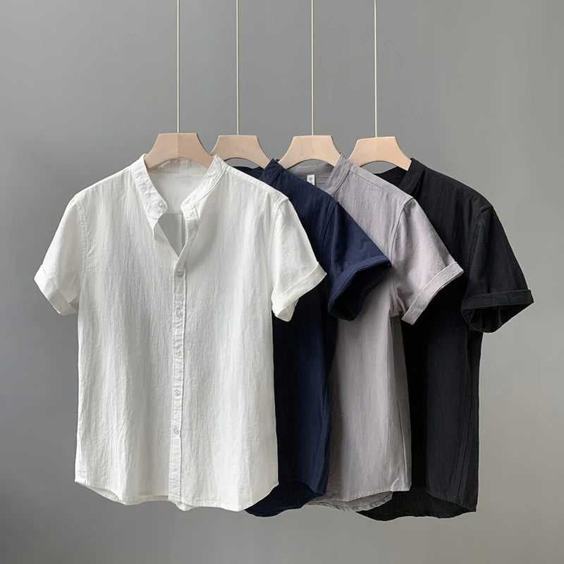 Calder Open Collar Cotton Shirt