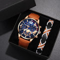 Aston Chrono Leather Watch Set