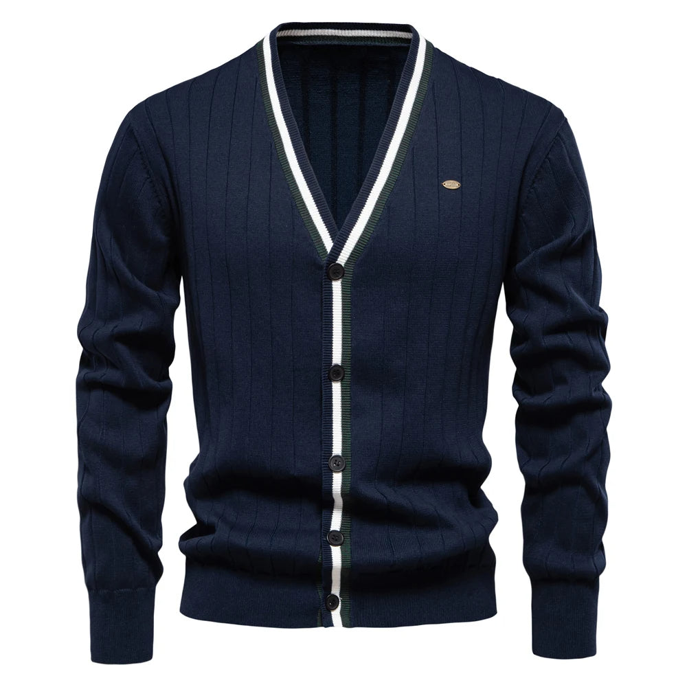 Varsity V-Neck Knit Cardigan