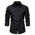 AdaptiveFit Cotton Denim Shirt: Tailored For Men